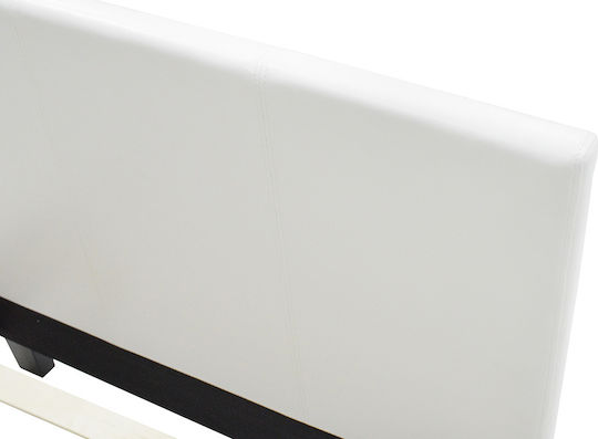 Nevil Bed Single Upholstered with Leatherette White with Slats for Mattress 100x200cm
