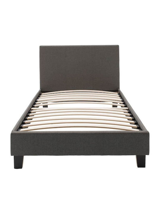 Nevil Single Bed Padded with Fabric with Slats Gray 100x200cm