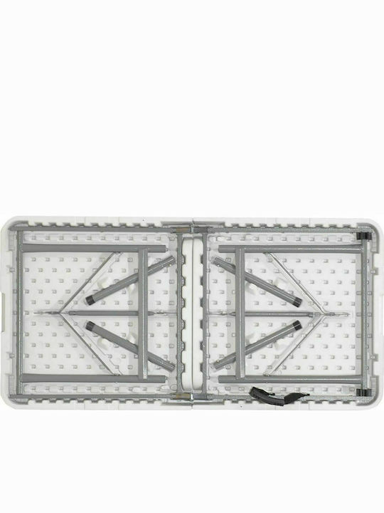 Rodeo Outdoor Dinner Foldable Table with Plastic Surface and Metal Frame White 122x60x74cm