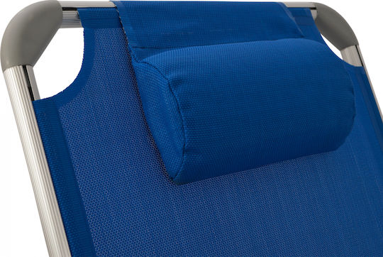 HomeMarkt Foldable Aluminum Beach Sunbed Blue with Pillow 188x58x28cm