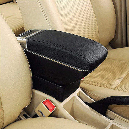 AC-485 Car Leather Armrest Universal with cup holder and ashtray Black