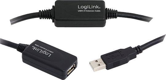 LogiLink USB 2.0 Kabel USB-A-Stecker - USB-A-Buchse Schwarz 15m UA0145