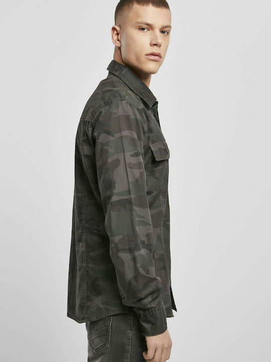 Woodland Camo Μακρυμάνικo Βαμβακερό Πουκάμισο σε Στενή Γραμμή Camo Olive Camo