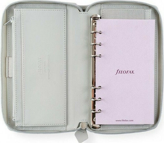Filofax Organizer Saffiano Personal Compact Zip Γκρι Δερμάτινο