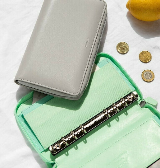 Filofax Organizer Saffiano Personal Compact Zip Γκρι Δερμάτινο