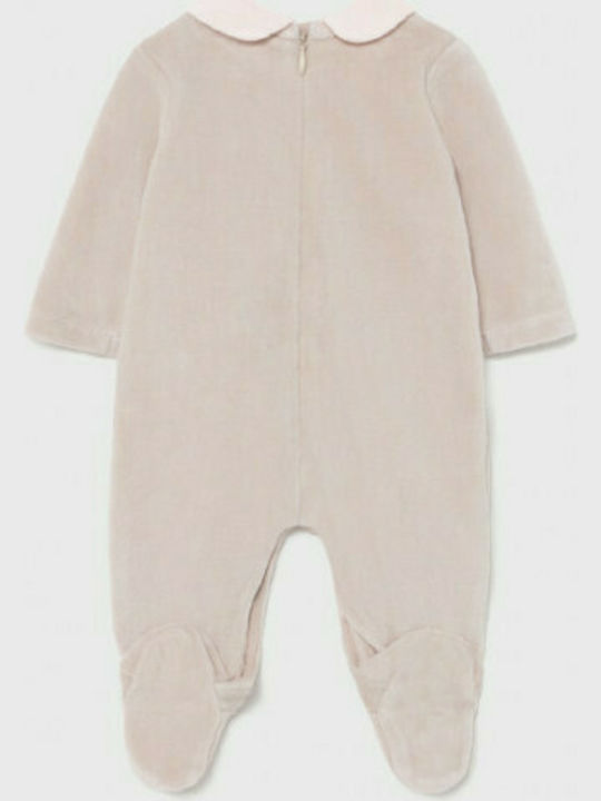 Mayoral Baby Bodysuit Set Long-Sleeved Velvet Beige