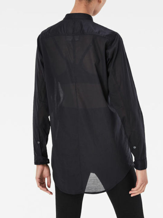 Vodan Boyfriend Women's Monochrome Long Sleeve Shirt Black