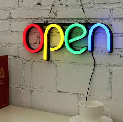 Open Static LED Sign One - Sided 40x15cm Yellow / Red / Blue / Green