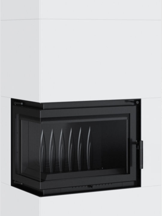 Kratki Simple Box L S Wood Fireplace Insert with Left Corner Window 8kW Bianco