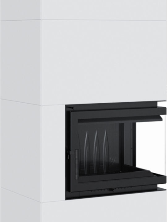 Kratki Simple Box P S Șemineu cu inserție Lemn 8kW Colțul din dreapta cu o ușă care se deschide Alb