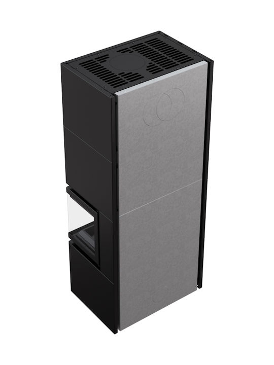 Kratki Simple Box P S Kaminofen Holz 8kW Rechte Ecke mit einer zu öffnenden Tür Schwarz
