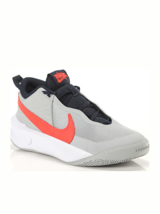Hustle Team Hustle 10 Kids Sports Shoes Basketball with Laces Light Smoke Grey / Bright Crimson
