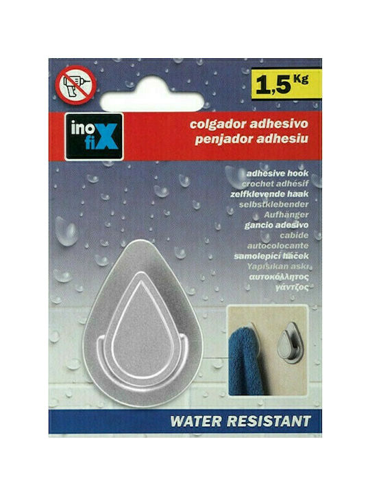 Inofix Water Drop Άγκιστρο Μπάνιου Μονό με Αυτοκόλλητο ​5.2x1.6cm Λευκό