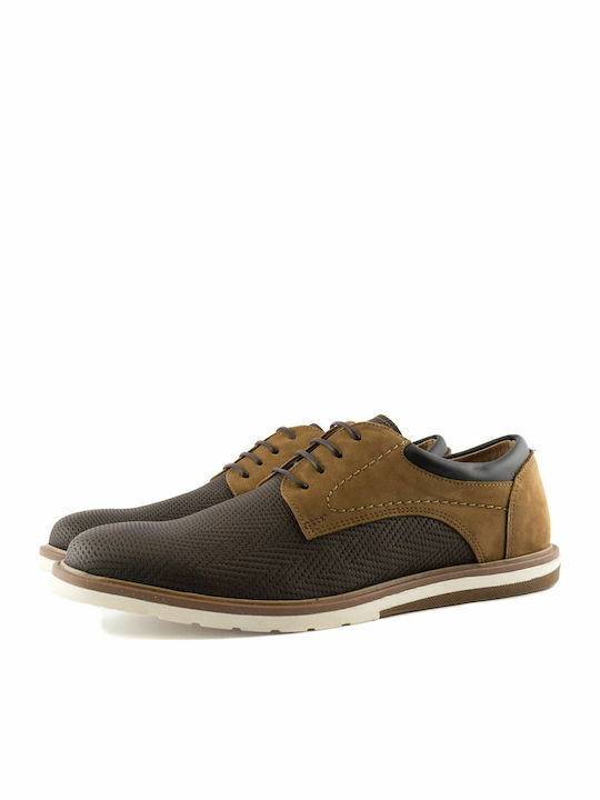 Romeo 399 Δερμάτινα Ανδρικά Casual Παπούτσια Καφέ
