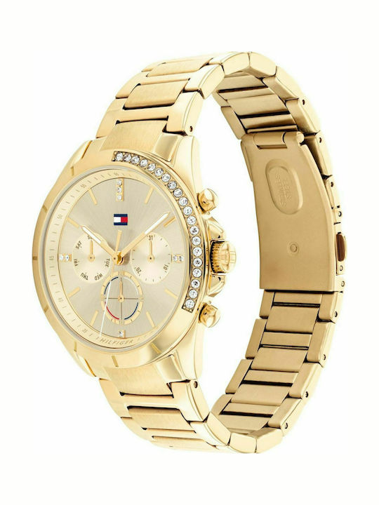 Tommy Hilfiger Kennedy Γυναικείο Ρολόι 38mm Χρονογράφος Μπαταρίας με Χρυσό Μεταλλικό Μπρασελέ