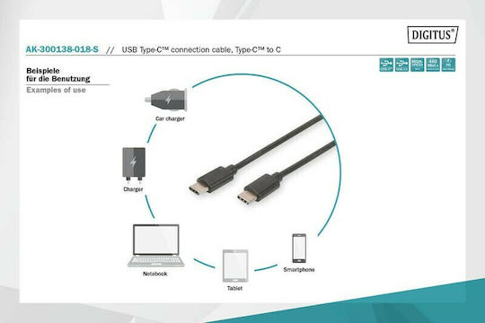 Digitus USB 3.0 Cable USB-C Male - USB-C Black 1.8m