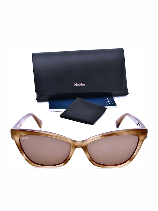 Max Mara Women’s Sunglasses with Multicolour Horn-Rimmed Frame and Brown Lens MM 0011 47E