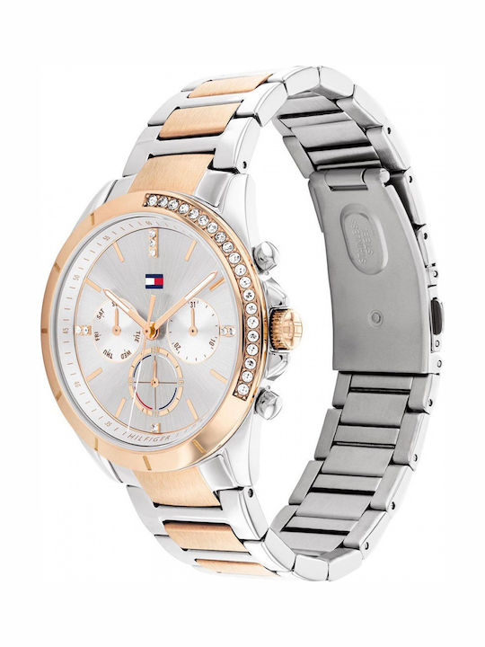 Tommy Hilfiger Kennedy Women's Watch Chronograph with Pink Gold Metal Bracelet
