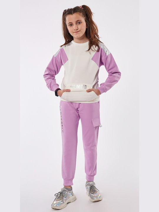 Εβίτα Kids Sweatpants Set Ecru 2pcs