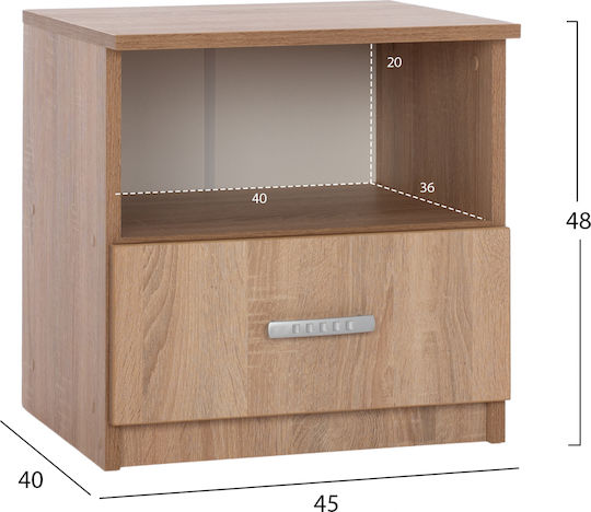 Κομοδίνο Adler Ξύλινο Sonama Oak 45x40x48cm