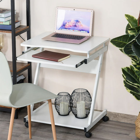Computer Büro Holz Weiß mit Metallbeinen 60x48x73cm