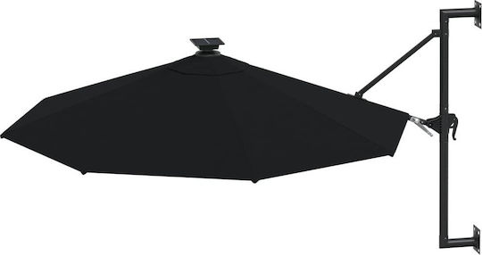 Wandmontierte Runde Metall Garten- und Terrassen-Sonnenschirm Schwarz F3xY1.31m