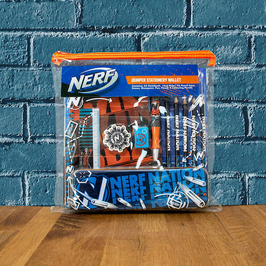 Blue Sky Studios Nerf Bumper Παιδικό Σετ Γραφικής Ύλης με Μολύβι, Ξύστρα, Γόμα, Σημειωματάριο, Χάρακα, Μολυβοθήκη, Κασετίνα και Ξυλομπογιές 11τμχ