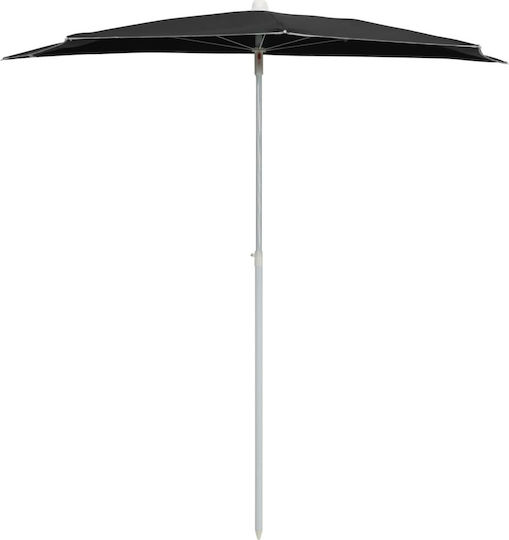 Runder Metallischer Schwarz Garten- und Terrassen-Sonnenschirm Φ1.8xΥ1.95m