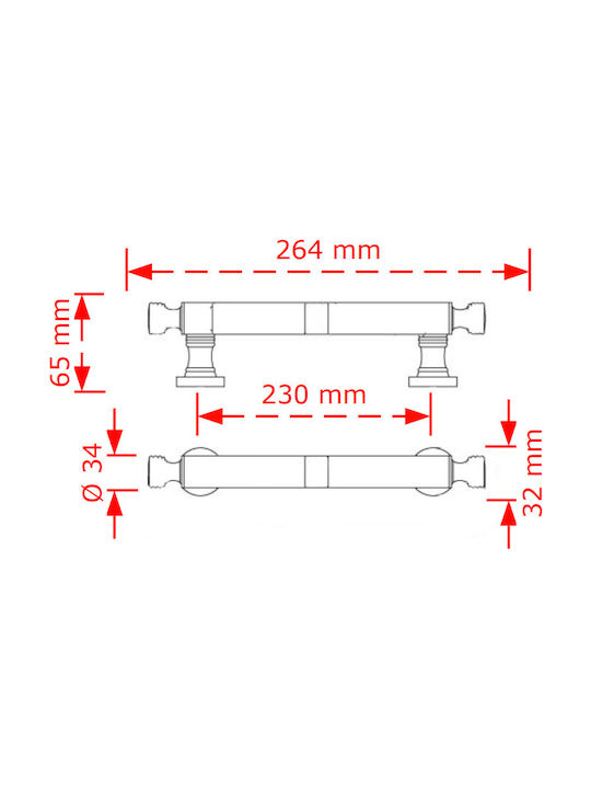 Viobrass Grip Ușa din față 5218 264mm with Porcelain