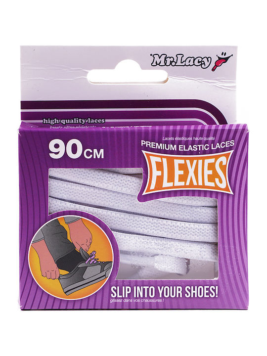 Mr.Lacy Flexies Șireturi de Pantofi Anvelope Albe 2buc 90cm