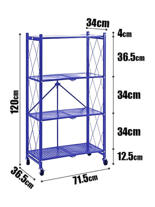 Metallisches Außenregal mit 4 Regalen 71,5x34x120cm