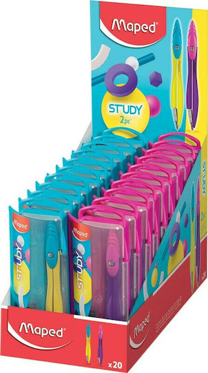 Maped Study Pop Metallic Compass with Pencil in Case Fuchsia (Μiscellaneous colours)