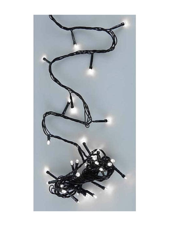 24 Christmas Lights LED 1.7m. Cold White Battery in String with Black Cable and Programs JK Home Decoration