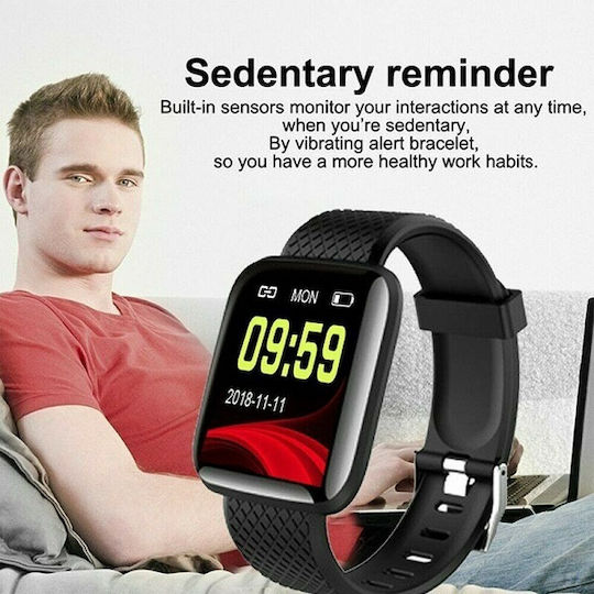 116S Smartwatch με Παλμογράφο (Μαύρο)