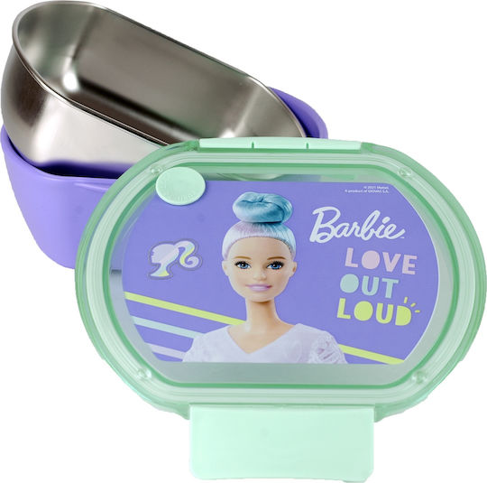 Gim Barbie Ανοξείδωτο Παιδικό Δοχείο Φαγητού Barbie Μωβ 16.5 x 15 x 6.5εκ.