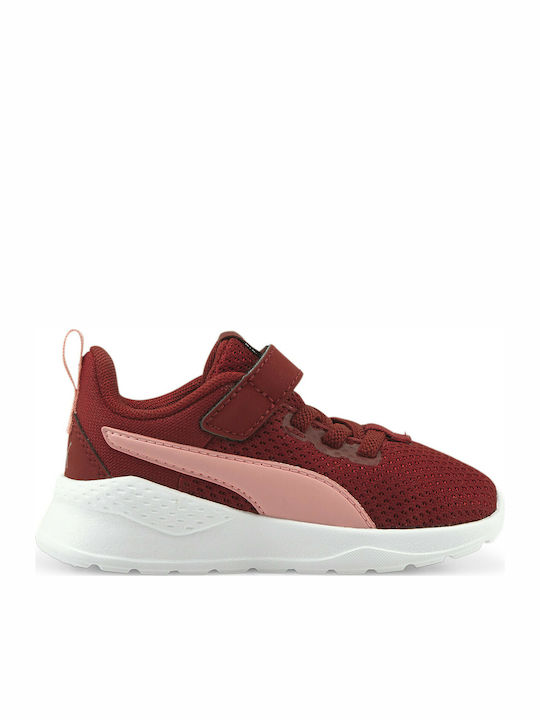 Anzarun Lite Kids Sports Shoes Running with Hoop & Loop Closure Burgundy