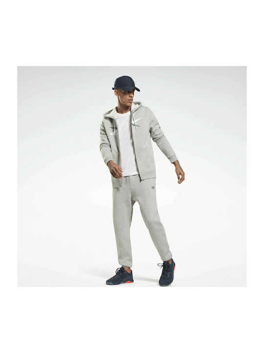 Reebok Training Essentials Men's Sweatshirt Jacket with Hood and Pockets Heather Grey