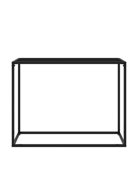 Console Table Metal with Glass Surface Μαύρη L100xW35xH75cm