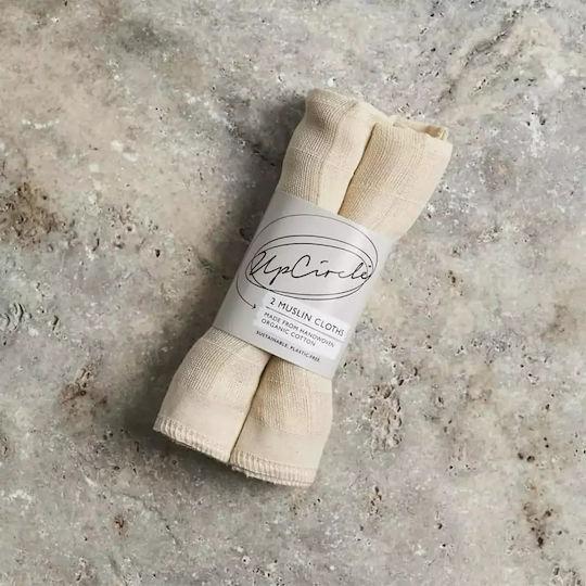 UpCircle Muslin Cloths Made from Handwoven Organic Cotton Wiederverwendbare Tücher Make-up Entferner Gesicht 2Stück