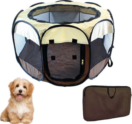 AG379A Extensibil Parc pentru Câini Parc pentru animale de companie cu sac de transport 74x43cm maro din Material Textil 74 x 43cm