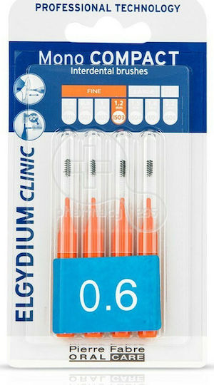 Elgydium Clinic Mono Compact Interdental Brushes 0.6mm Orange 4pcs