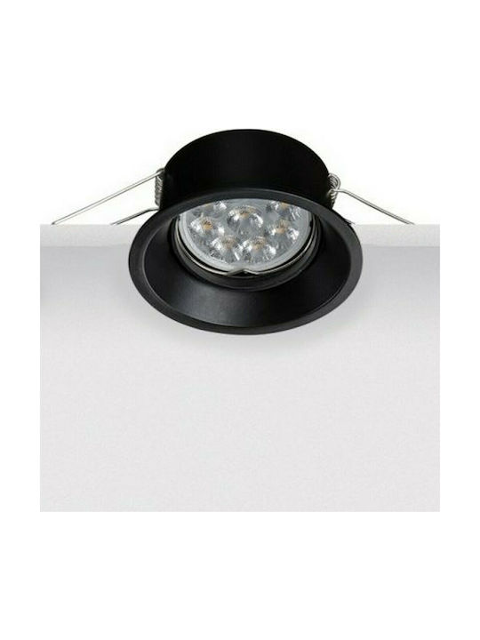 Zambelis Lights Rotund Metalic Spot Încorporat cu Soclu GU10 Negru 8.6x8.6cm.