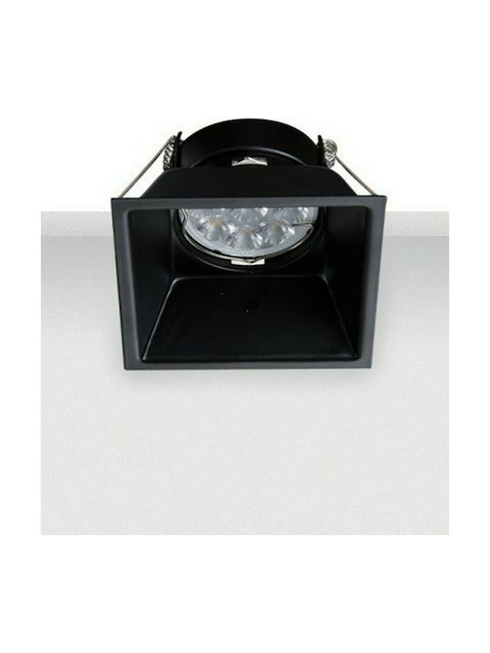Zambelis Lights Square Metallic Recessed Spot with Socket GU10 Black 8.5x8.5cm. 1pcs