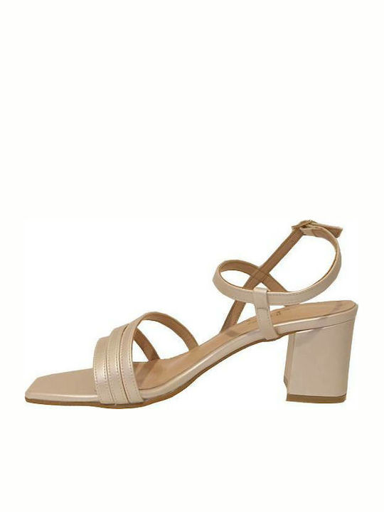 Ellen Leder Damen Sandalen in Gold Farbe