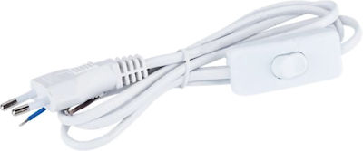 GloboStar Zubehör für Leuchten Hängende Peitsche mit weißem Schalter - weißer Stecker weißes Kabel 1,4 m Weiß 91038