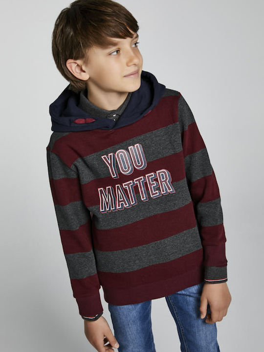 Fleece Kids Sweatshirt with Hood and Pockets Burgundy
