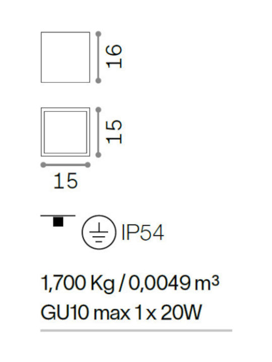 Ideal Lux Πλαφονιέρα Οροφής Εξωτερικού Χώρου GU10 σε Λευκό Χρώμα 251523