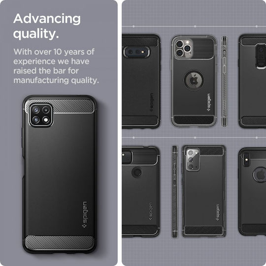 Spigen Rugged Armor Задна корица Силикон 2мм матово черно (Galaxy A22 5G)