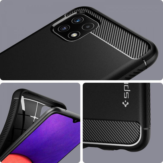 Spigen Rugged Armor Задна корица Силикон 2мм матово черно (Galaxy A22 5G)