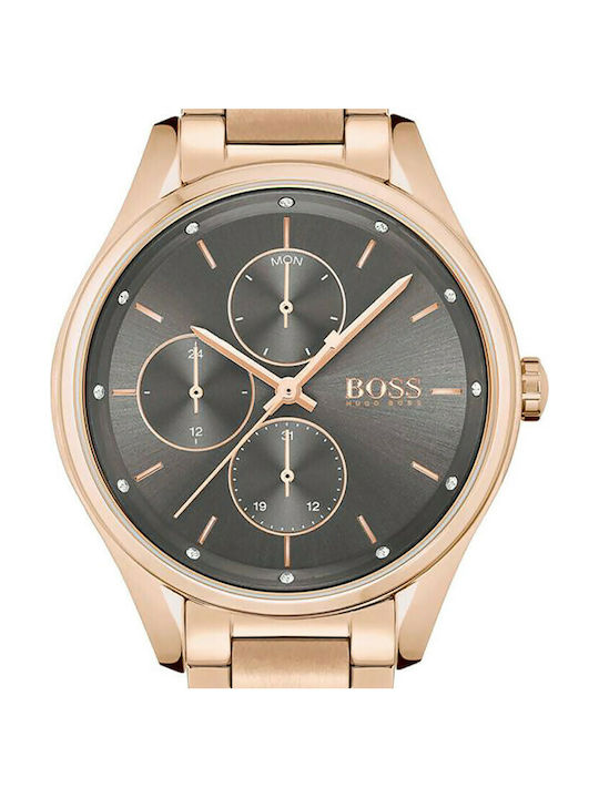 Hugo Boss Grand Course Watch Chronograph with Pink Gold Metal Bracelet